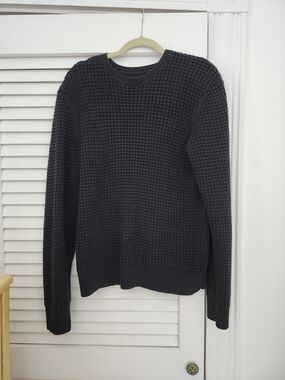 All Saints Crew Black Waffle-Knit Sweater